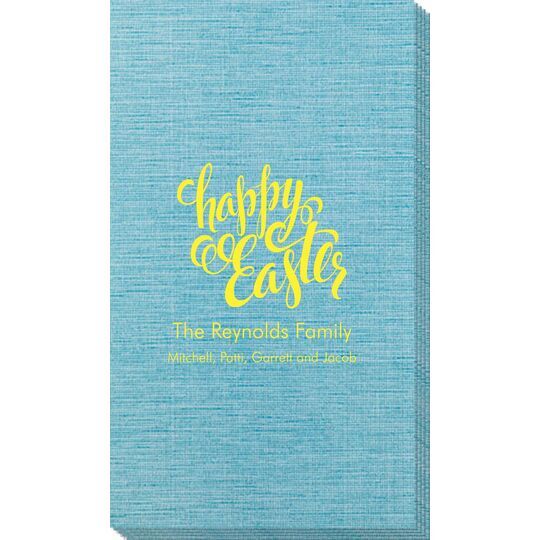 Calligraphy Happy Easter Bamboo Luxe Guest Towels